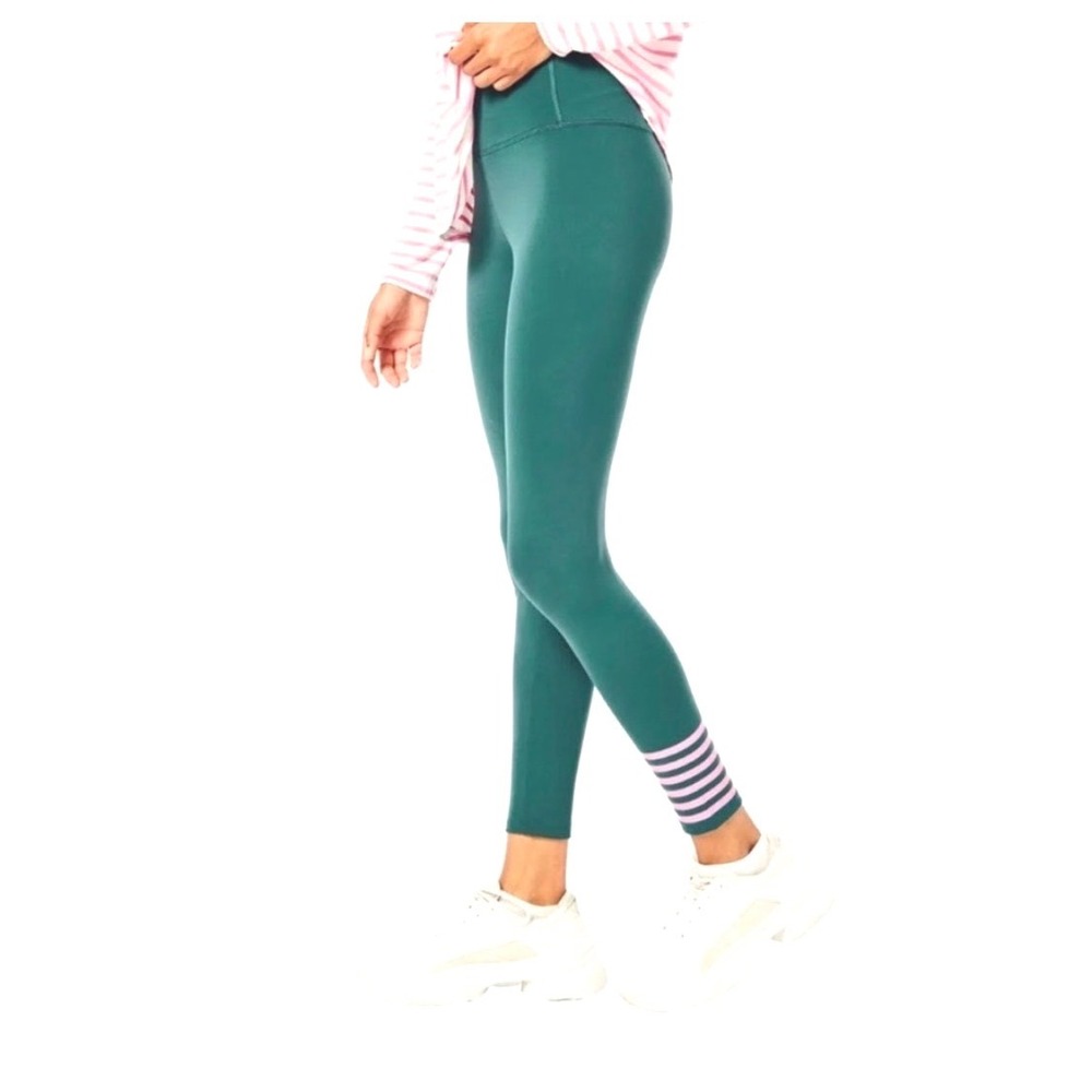 NWT $158 ADDISON BAY Palm Green Pink Stripe Preppy Athletic Everyday Legging XXS